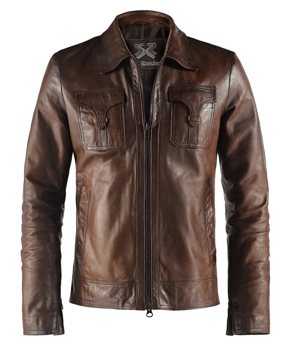 Men's Brown Leather Jacket - Vintage - Drifter | Soul Revolver