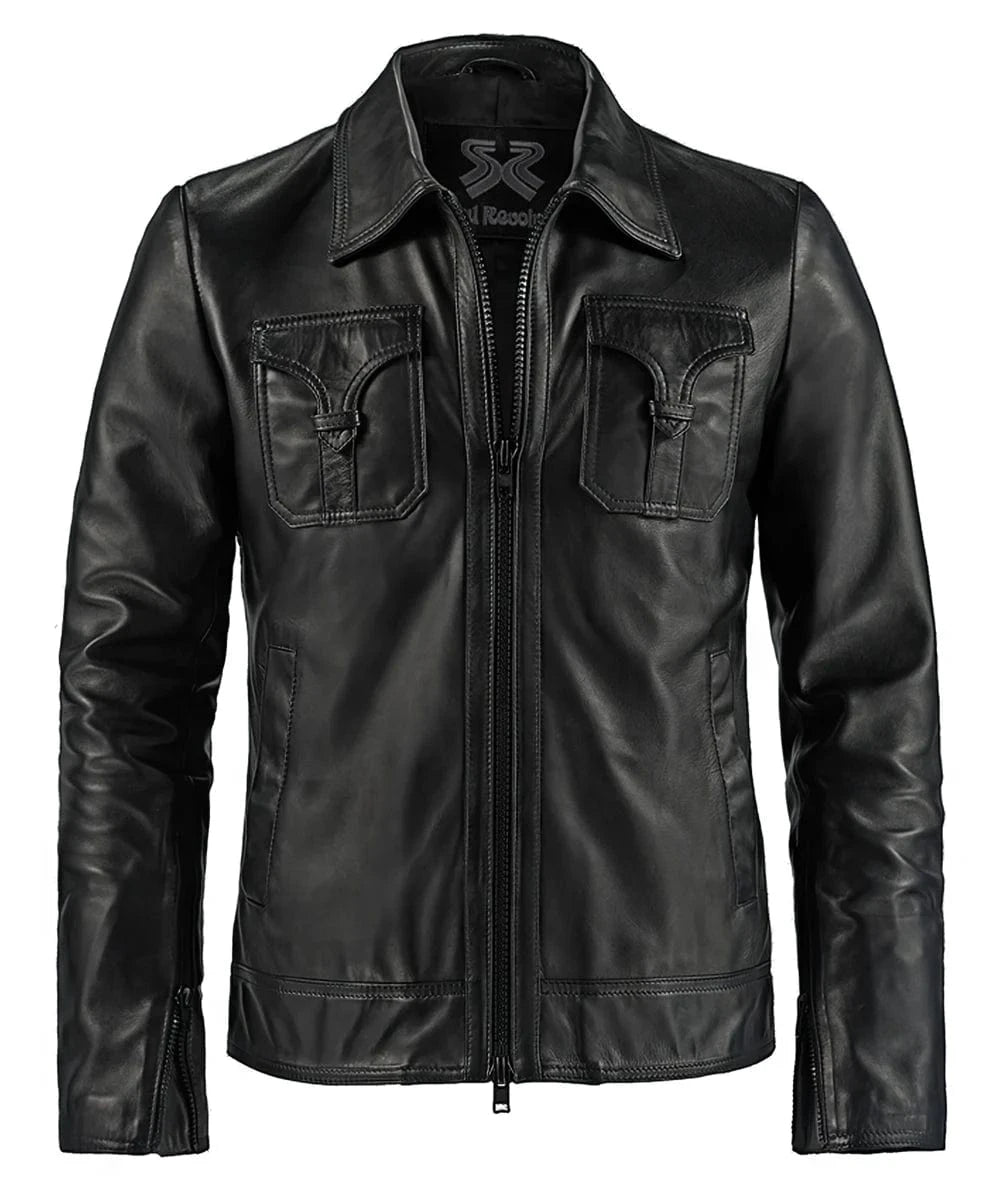Men's Black Leather Jacket - Vintage - Drifter | Soul Revolver
