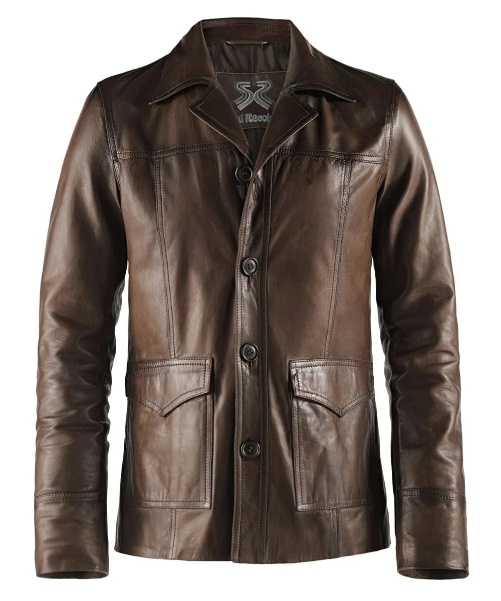 Men's Brown Leather Jacket - Vintage - Hitman | Soul Revolver