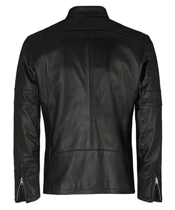 Men's Black Leather Jacket - Cafe Racer - Daytona | Soul Revolver