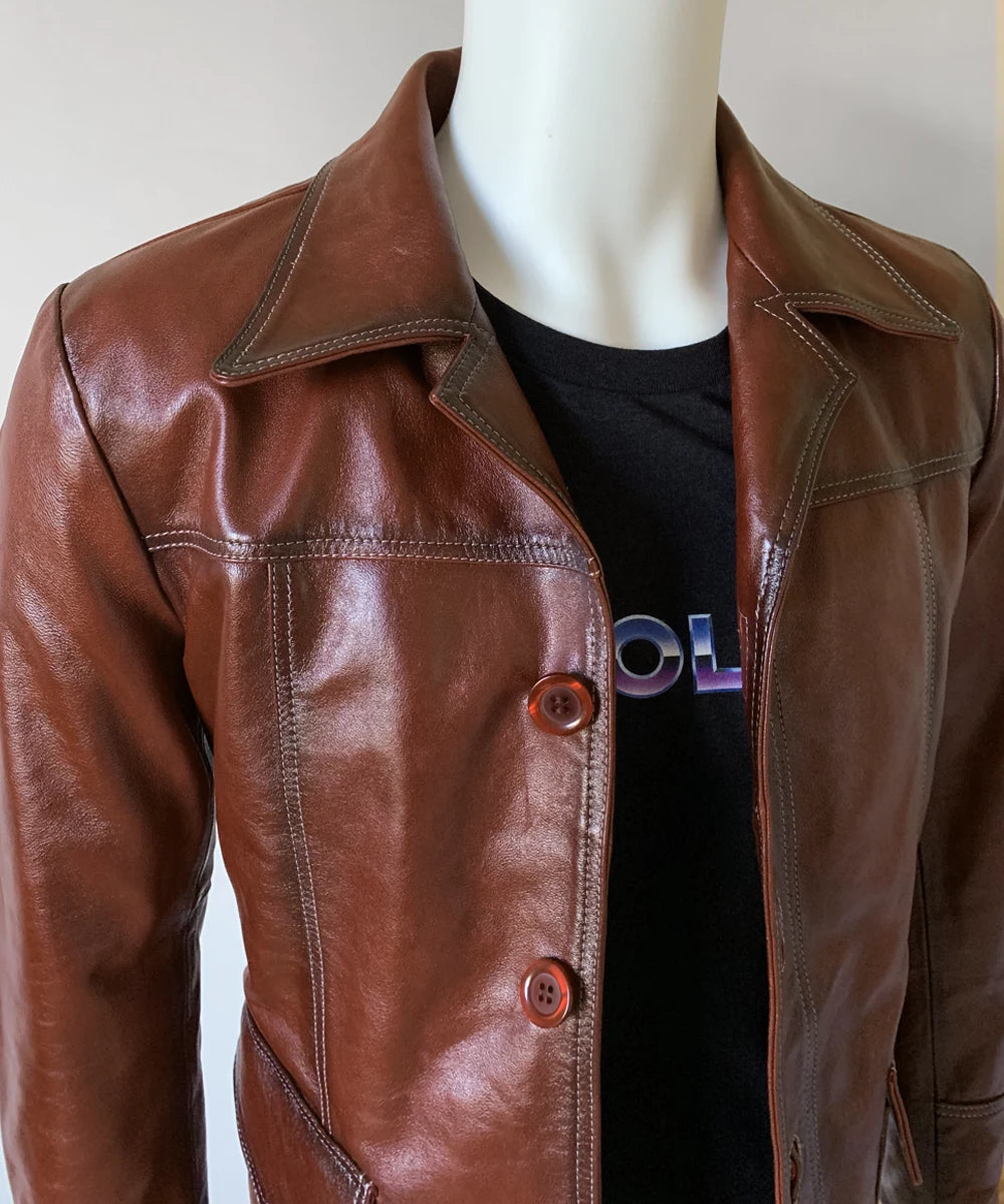 Fight Club leather jacket worn by Tyler Durden. Red vintage leather jacket.