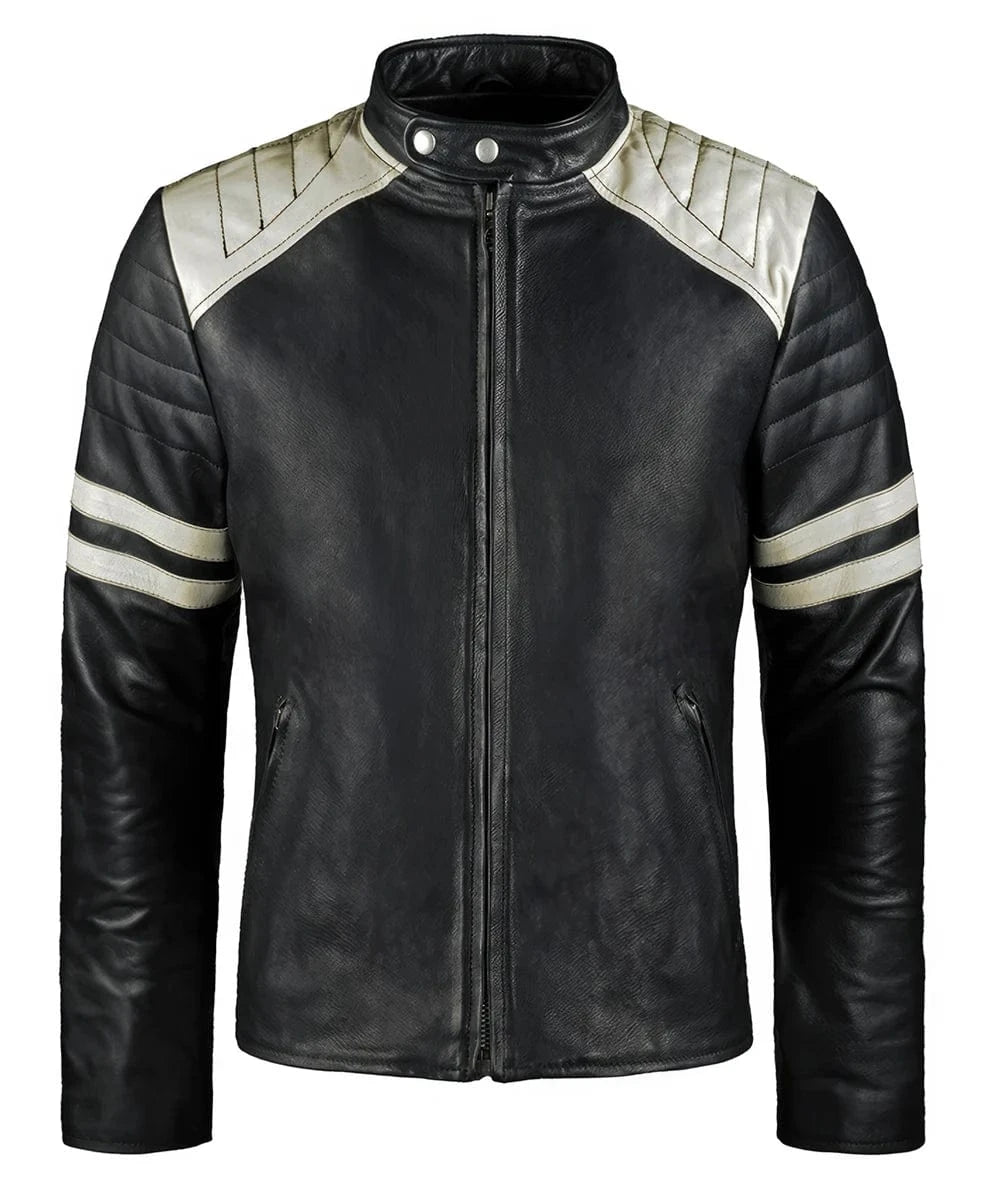 Soul Revolver Mayhem mens Biker Jacket calf leather front view