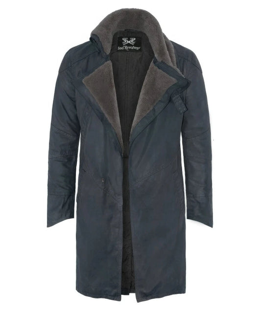 Men's Blade Runner 2049 Coat as worn by Ryan Gosling shown on invisible mannequin.