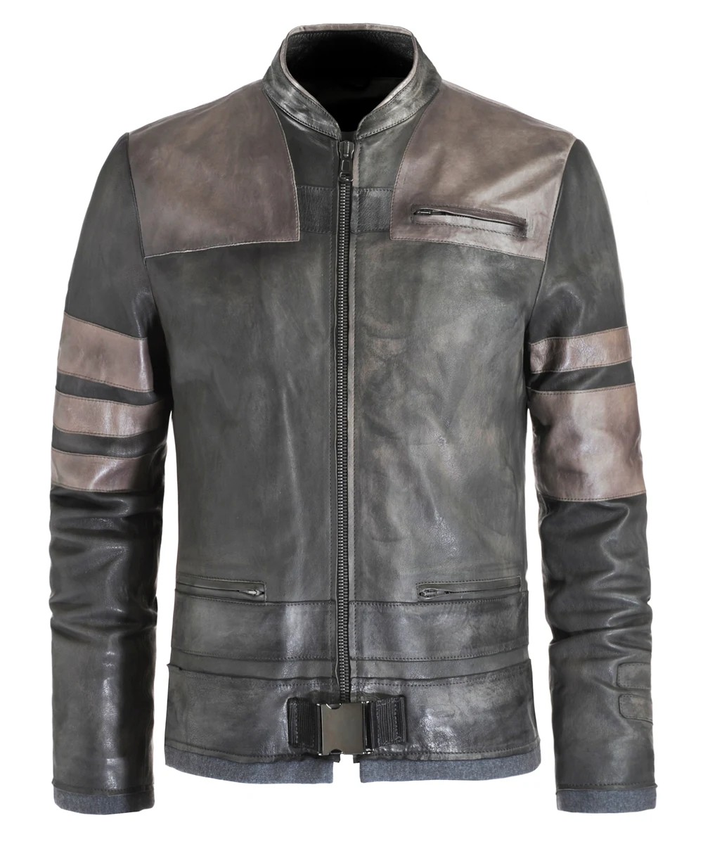 Antique Grey Leather Jacket - Starkiller. Made in Italy.