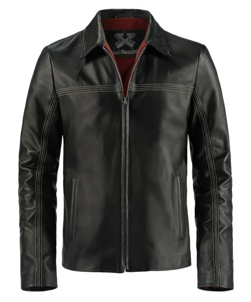 Men's black leather jacket from Layer Cake staring Daniel Craig