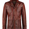 Antique Red vintage style leather jacket inspired by the Life On Mars jacket.