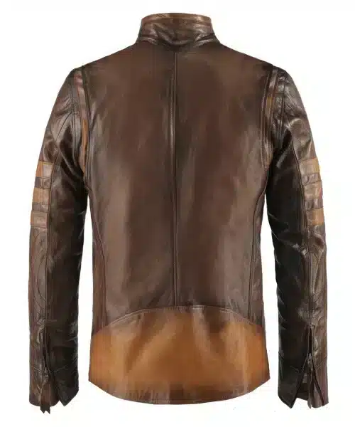 Italian mens leather jacket in antique brown and tan colour