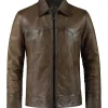 Antique Brown leather jacket for men. Tailored fit, vintage style.