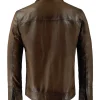 Mannequin photo of Phonics men's antique brown leather jacket with a vintage style collar.