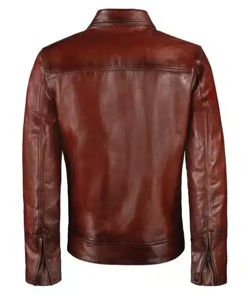 True vintage style men's red leather jacket made in Italy. Vintage style.