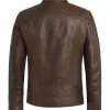 Wolverine X-Men brown leather jacket with vintage curved seam detail.