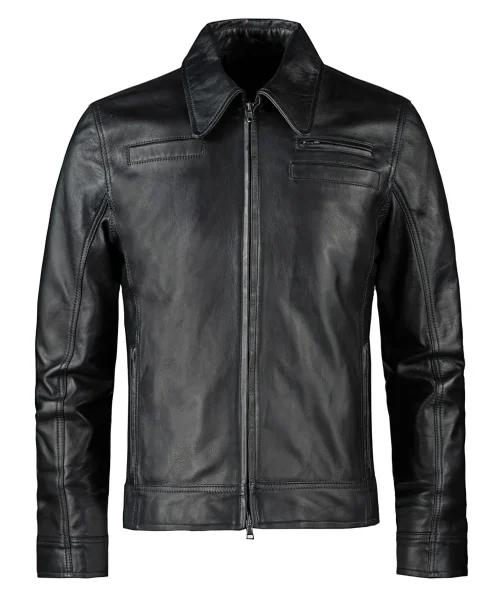 men's black vintage leather jacket from Looper movie. Made in Italy.