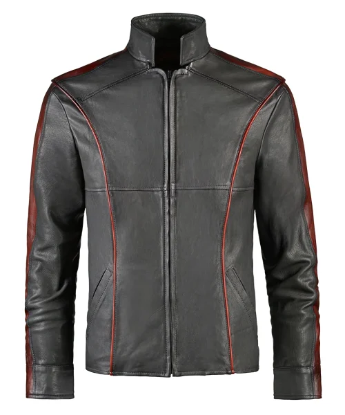 Men's grey leather jacket. Sci-f style mass effect 3 jacket.