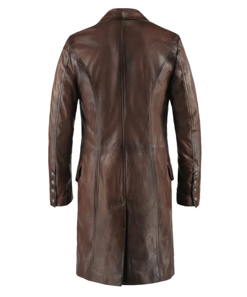 Antique brown leather coat. Vintage style made in Italy.