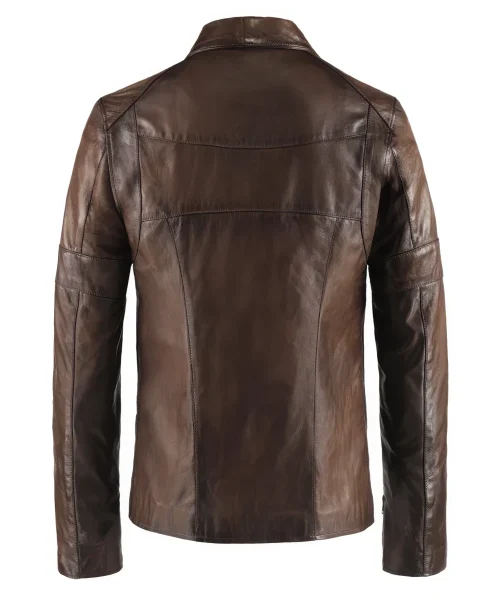 italian mens brown leather jacket with vintage style.