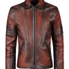 Red leather jacket made in Italy. Vintage style jacket.